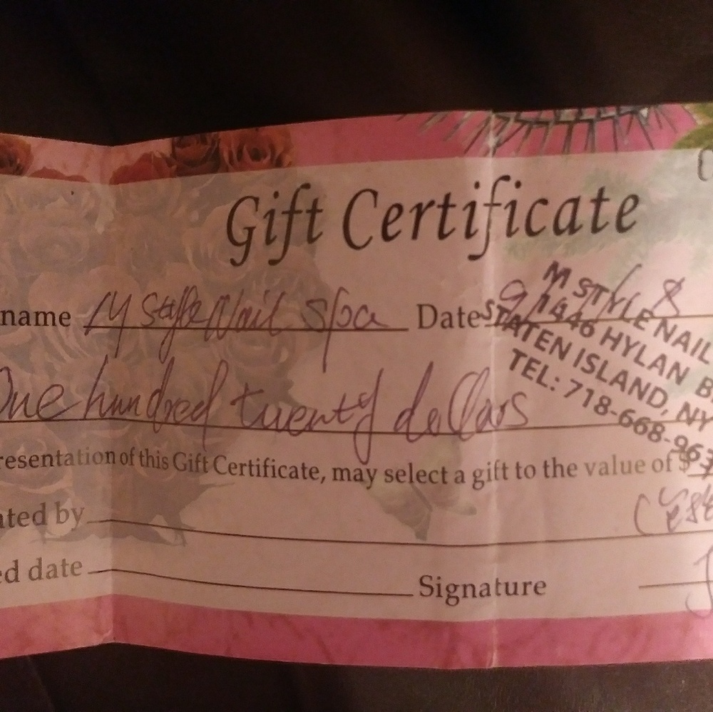 Gift certificate